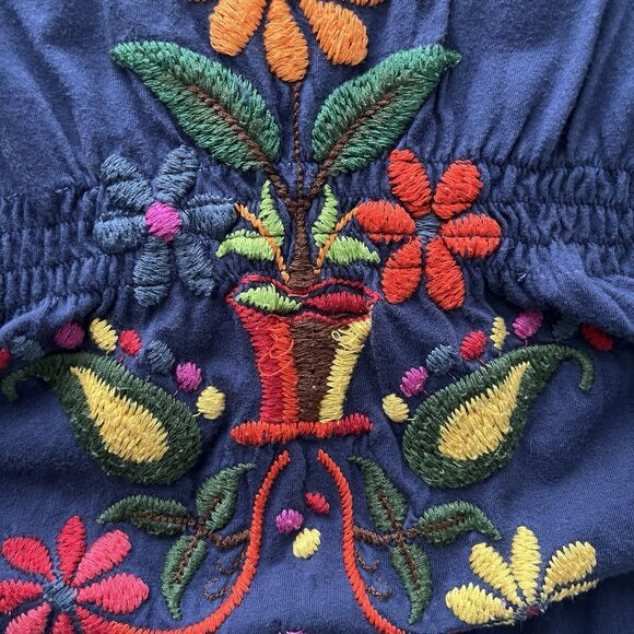 Johnny Was JWLA Dress Large Embroidered Birds Love Stretch Knit Boho Hippie Vntg - Picture 10 of 10